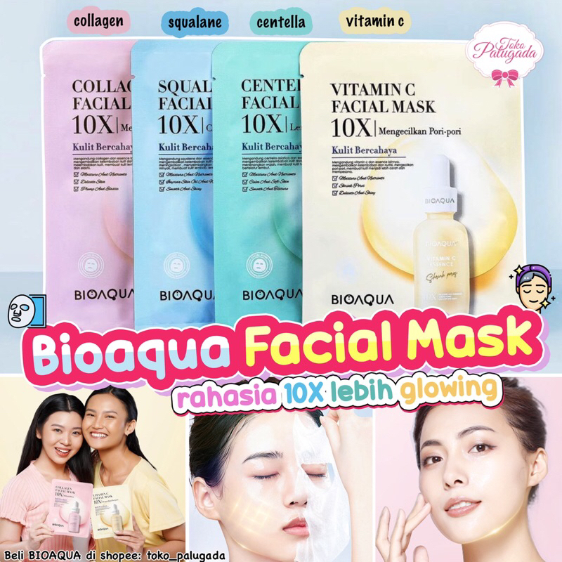 [BISA COD] BIOAQUA Sheet Mask 10x The Effect Mask 28ml - Masker Wajah Bio Aqua - Sheet Mask Bioaqua - Bioaqua Sheet Mask