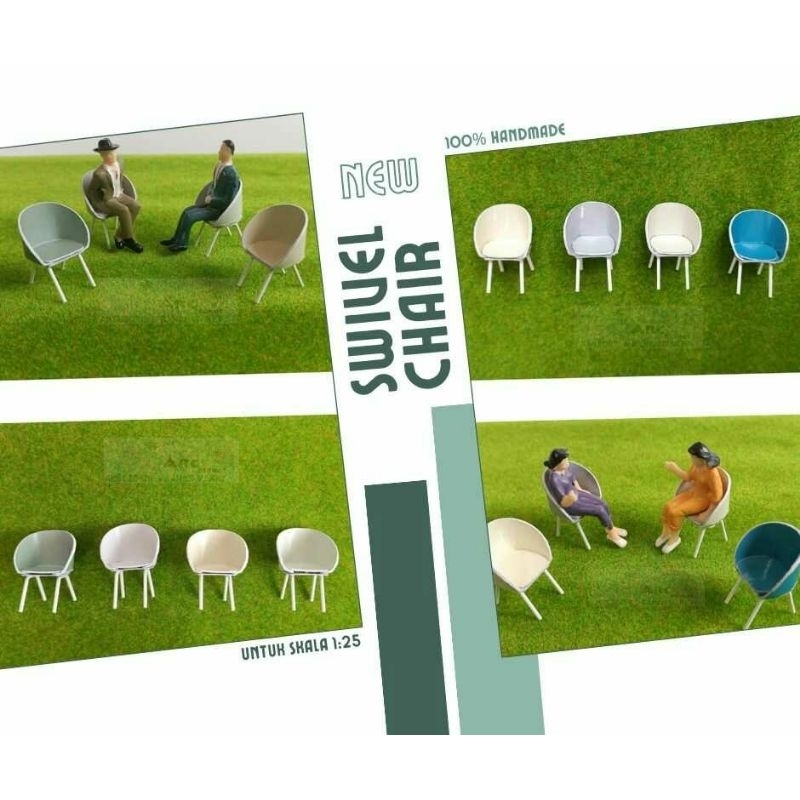 MINIATUR KURSI SWIVEL (SWIVEL CHAIR) / KURSI SOFA CAFE SKALA 1:25 UNTUK MAKET INTERIOR DAN ARSITEKTU