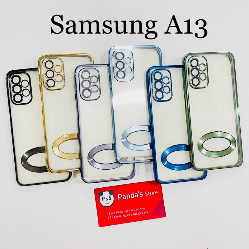 Softcase Samsung A13 Lens Protector Circle Chrome Logo Clear Case