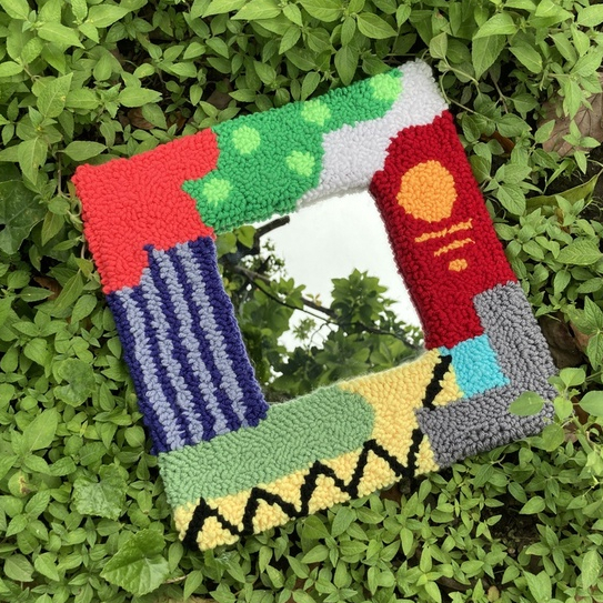 MIXED UP PATTERN Mirror Rug Punch Needle | Aesthetic Mirror
