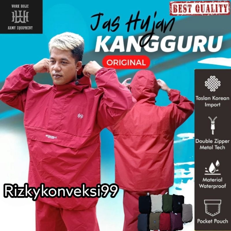Jas Hujan Outdoor Pria Wanita Kantung Kangguru Original Workholic / Raincoat Jas hujan / Jas Hujan K