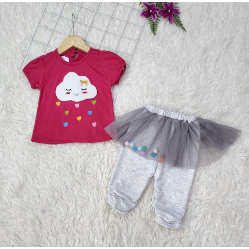 Baju bayi perempuan Set celana tutu baby *pompom*