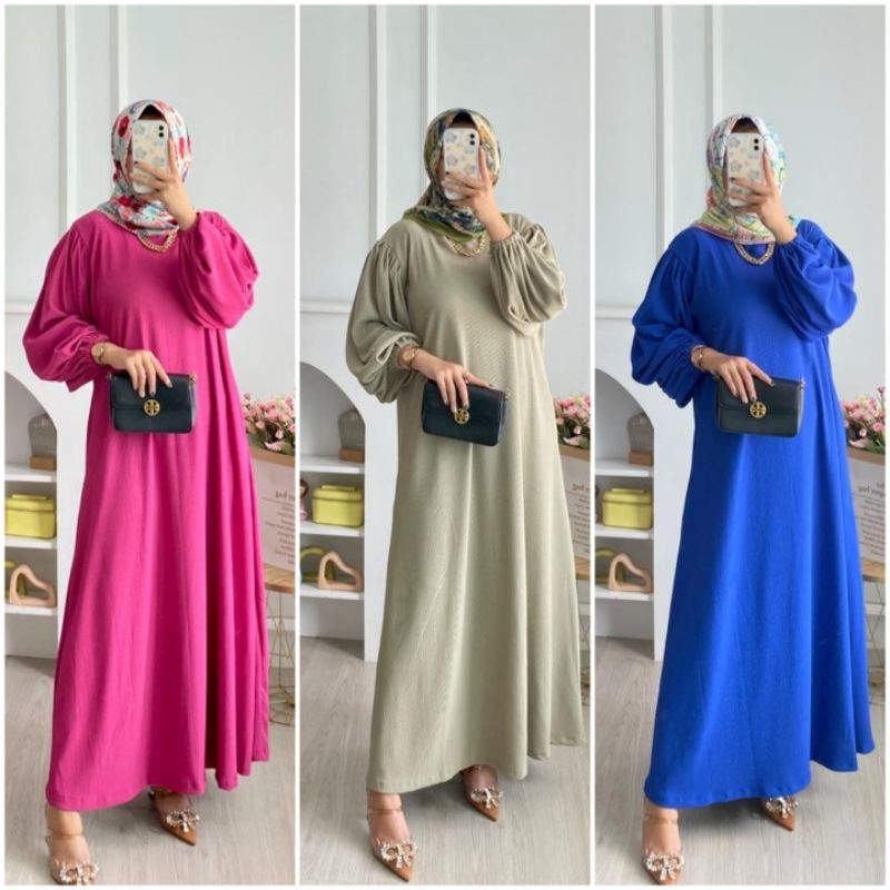 BISA COD GALERIAZKIYA DRESS KNIT HANOVER/ DRESS KNITE PANJANG/ GAMIS HANOVER/ DRESS KAOS PANJANG LEN