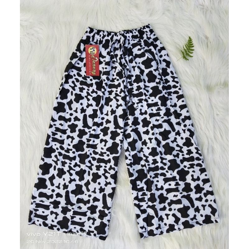 Celana kulot anak perempuan motif sapi rayon premium