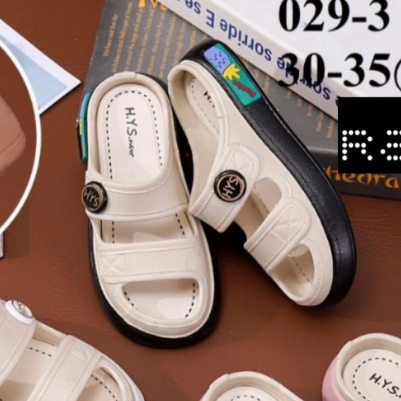 Sandal anak perempuan import ban 2 Sandal H Y S Original premium motif kancing Cute trendy Selop anak wanita nyaman anti slip