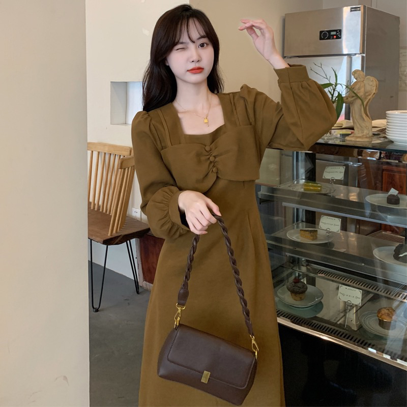 Korean Version Pure Dress Khaki M365