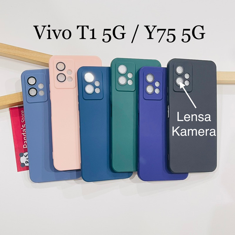 Case Vivo T1 5G / Y75 5G Lenspro Makaron Full Color Softcase Pro Lensa