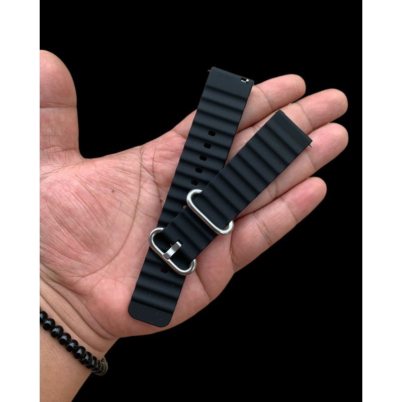 Strap Tali Jam Tangan Silicon New model Smart watch hitam 22mm