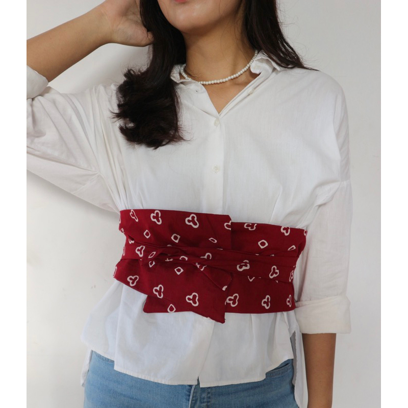 Obi belt jumputan / Obi belt batik merah