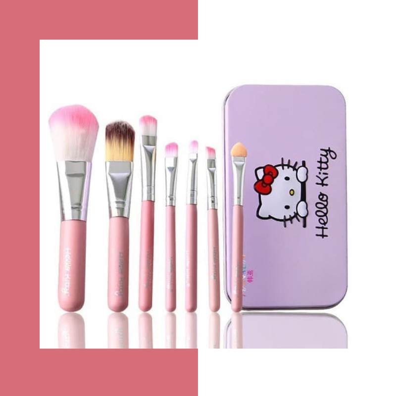 KUAS BRUSH MAKEUP HELLOKITTY SET ISI 7 / KUAS KOSMETIK MURAH