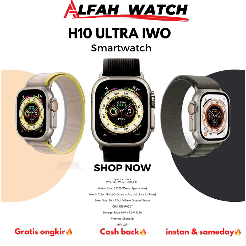 (Free Strap）IWO H10 Watch Ultra Smartwatch Series 8 45mm Infinity Screen Heart Rate Monitor 2022 Best Smart Watch for Men Women Android