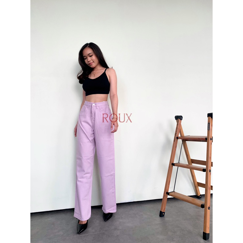 ROUX - Harlan Lilac Jeans / Celana Panjang Jins Ungu Kasual Wanita