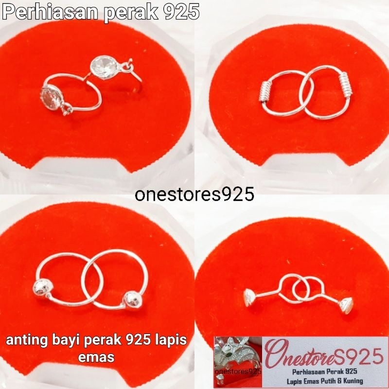 ANTING BAYI PERAK ASLI 925 LAPIS EMAS PUTIH DAN KUNING