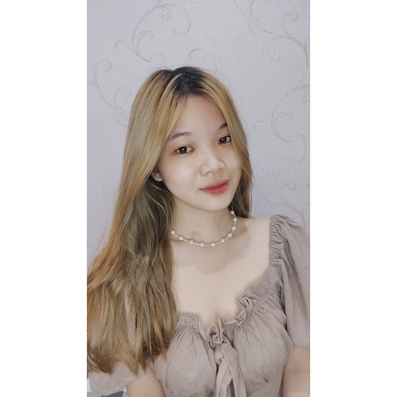 Bethany Korean Pearl Choker Glass Beads Necklace Kalung Mutiara Manik Glossy Gaya Korea Style