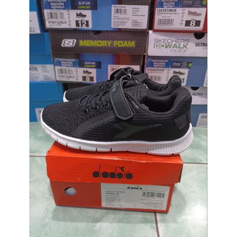 Diadora Erish Sepatu Ori Kids Hitam Putih