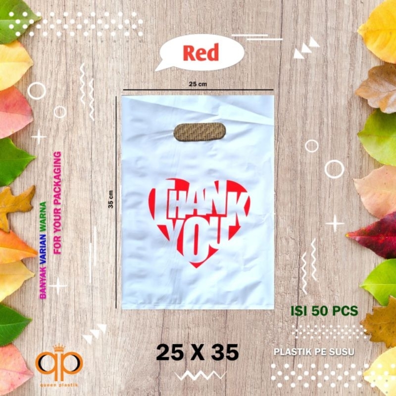 Isi 50Pcs Kantong Plastik Motif Thank You Kantong Plastik Pakaian Kantong Plastik Dress Kantong