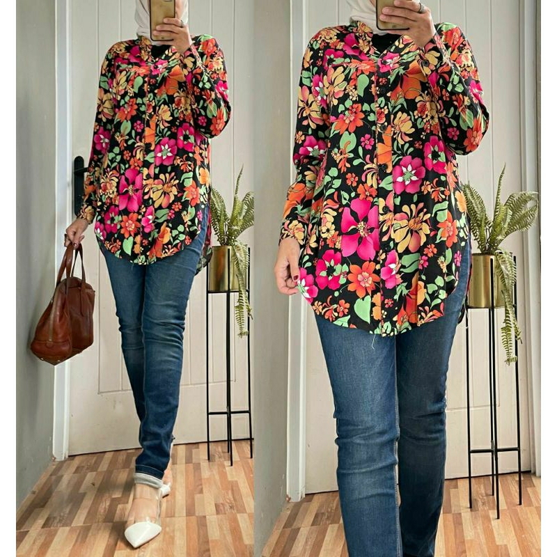 Kemeja Zara #11, KEMEJA WANITA CANTIK MODIS FIT XXL LD 114 BAHAN KATUN RAYON IMPORT TERMURAH OOTD KEKINIAN TERLARIS