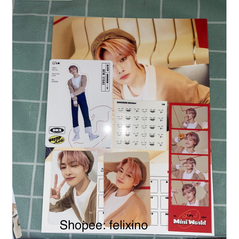 skz’s seasons greetings 2023 mini world I.N set (2 photocards, target list+sticker, photostrip, pape