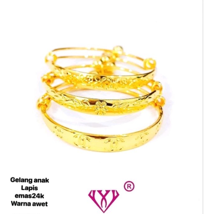 gelang anak ukuran bisa disesuaikan warna emas24k