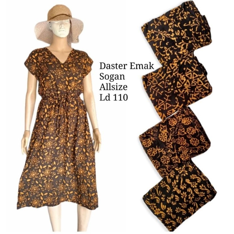 Dress Emak Sogan/Dress Batik Sogan Cap/Daster Batik Jumbo/Daster Batik Warna