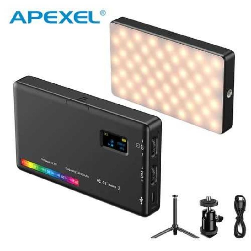 APEXEL Lampu Kamera Mini RGB LED Light Photo Video Dimmable 8W - APL-FL07