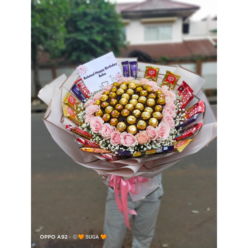 buket coklat bulat premium korean buket coklat ferero buket mix freshflowers handbuket coklat buketb