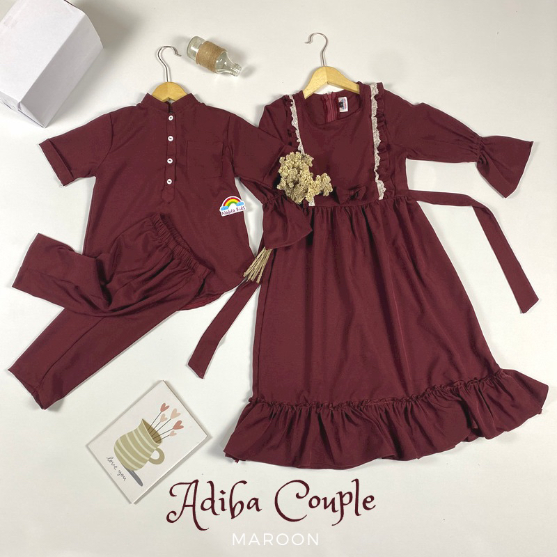 Adiba Baju Couple Anak Perempuan Laki Laki Dress Gamis dan Pakaian Setelan Koko Kutra Anak Laki Laki