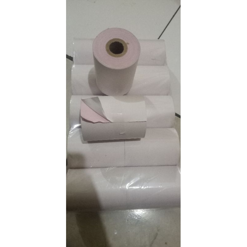 

kertas struk resgister ncr 2ply putih merah ukuran 75x55mm paket 1pak isi 10roll/pcs