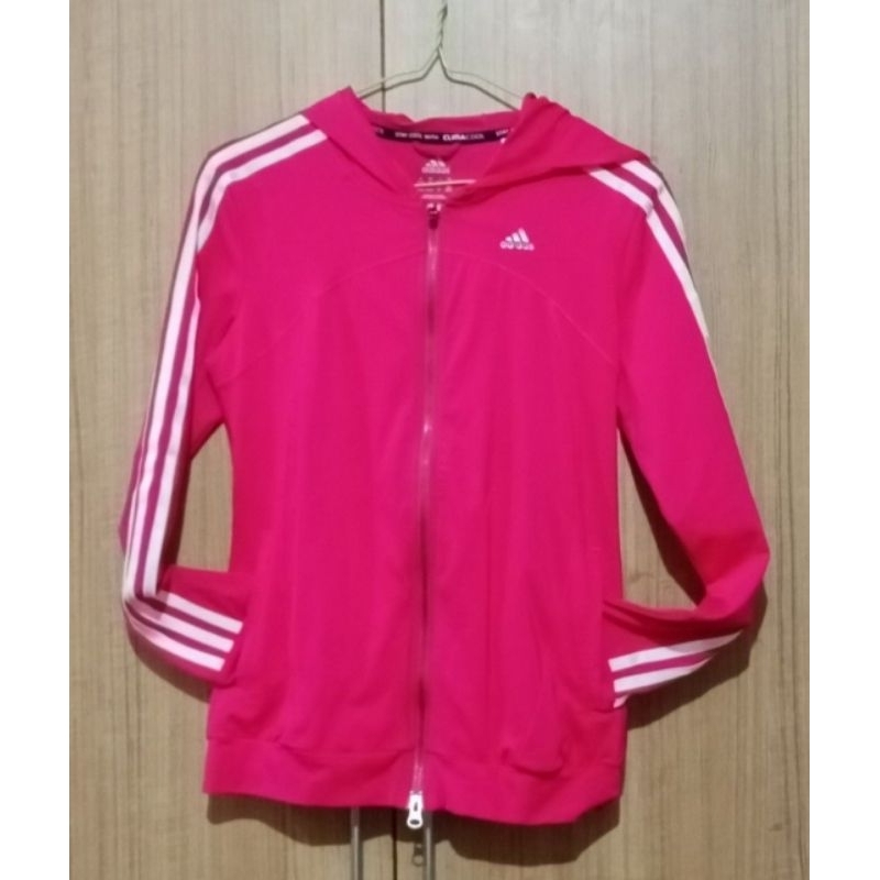 Preloved jaket Hoodie Adidas pink cewek original size XS