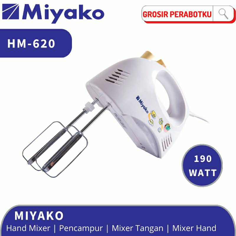 Miyako Hand Mixer HM 620 Mixer Tangan Miyako 190 Watt