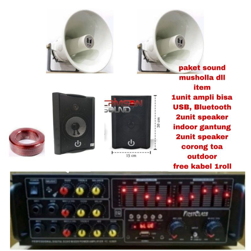 Paket Sound System Musholla,Sekolah Dll Speaker corong Toa 2pcs