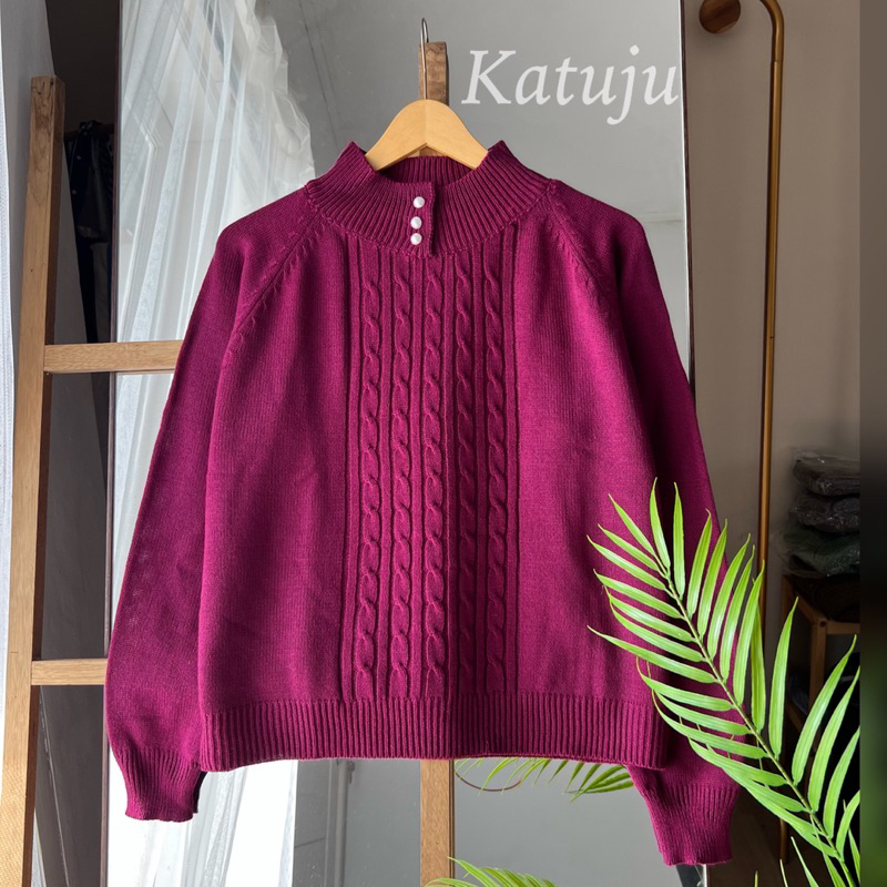 TURTLENECK BLOUSE RAJUT MOTIF CABLE