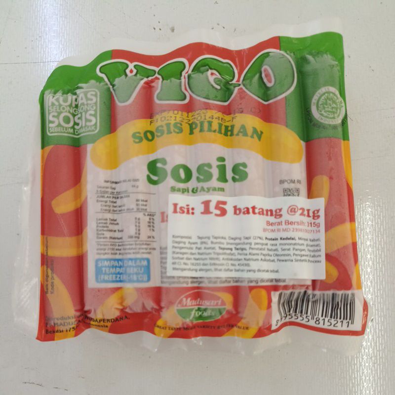 

VIGO BEEF SOSIS ISI 15 PCS 330 GR X 30