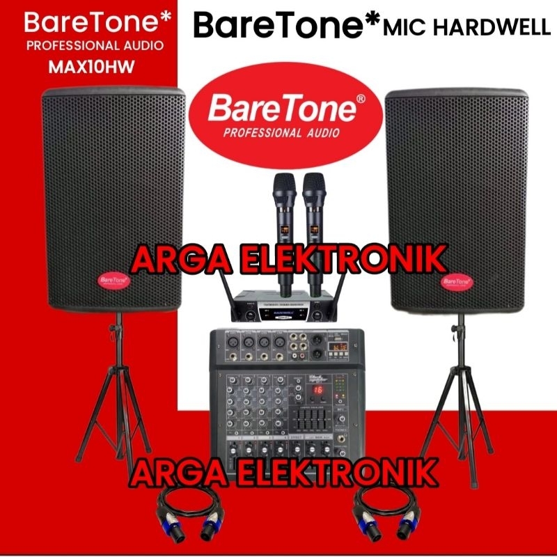 paket speaker baretone max10hw power mixer mic hardwelll paket baretone 10 inch original