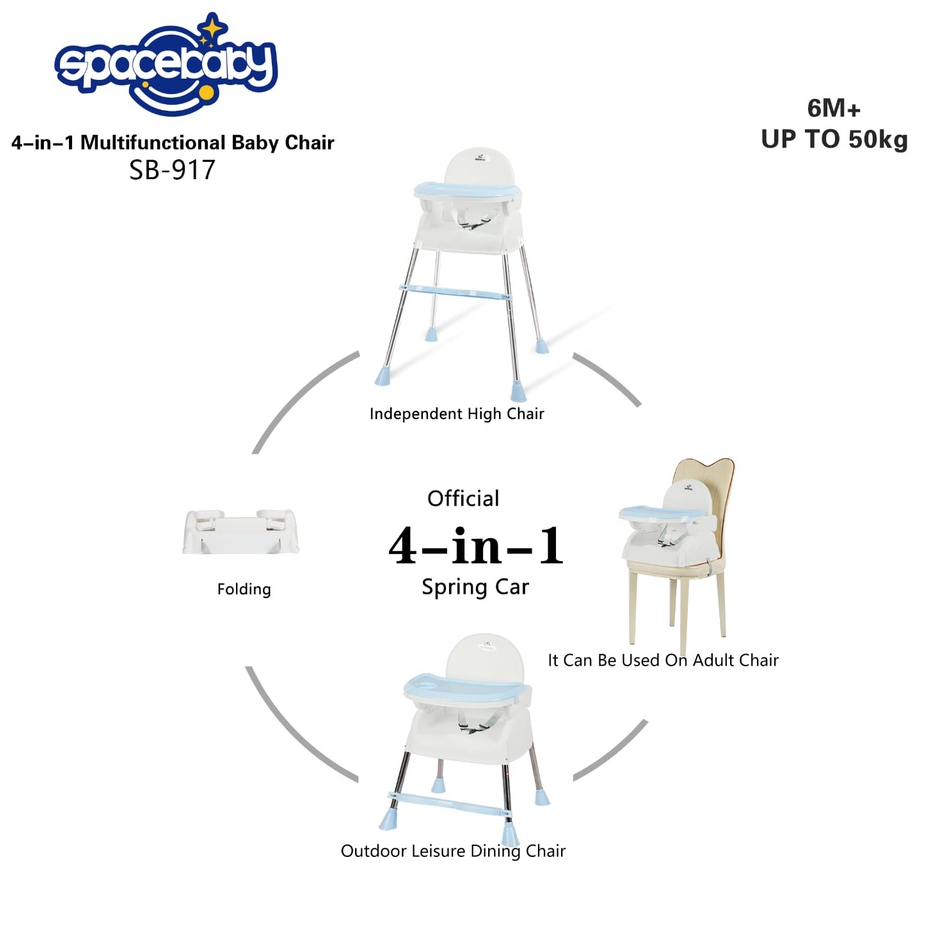 Spacebaby SB 917 925 Baby Chair 4 IN 1 Booster Baby Seat 4IN1 SB917 SB925 Space Baby High Chair Kursi Makan Anak Bayi 4IN1 SB918 SB 918 SB919 SB 919