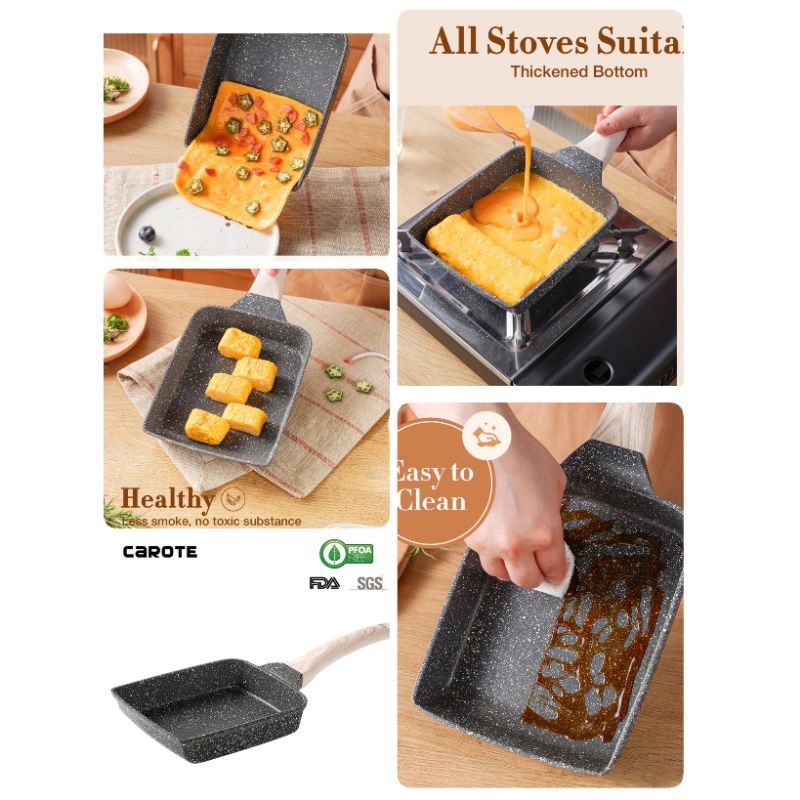 CAROTE EW TAMAGOYAKI / PAN WAJAN GORENG ANTI LENGKET / WAJAN GRANIT 15 CM X 18 CM