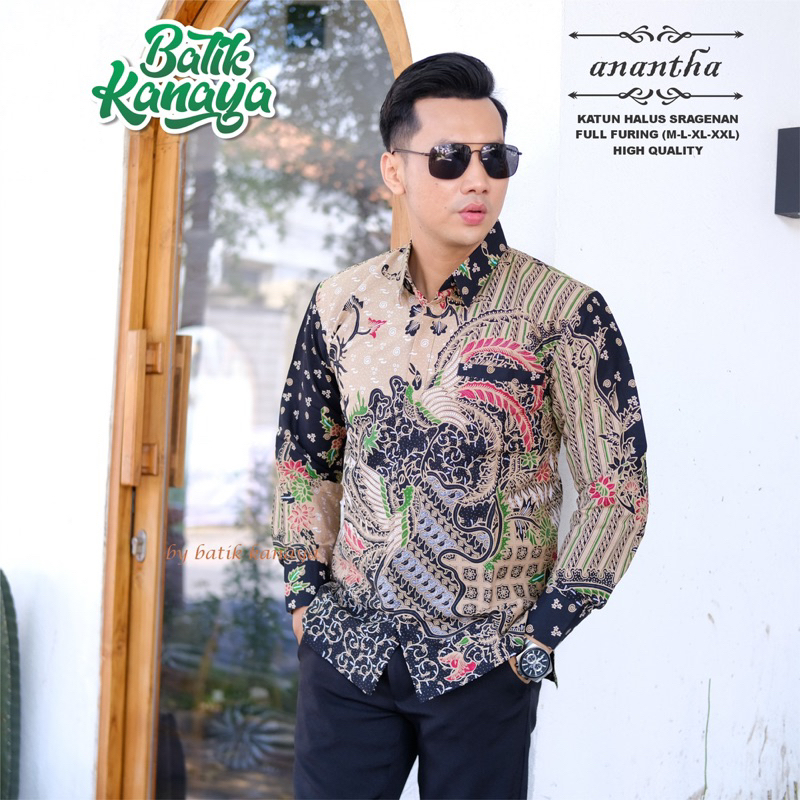 ANANTHA Kemeja batik pria Full Furing Bahan Katun Sragenan