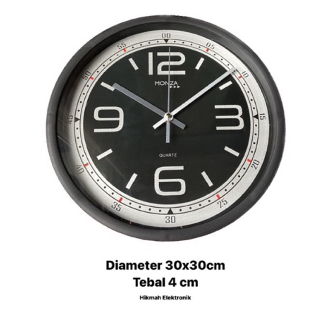 JAM DINDING MONZA HITAM DIAMETER 30CM MM