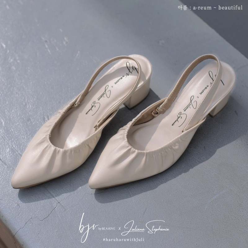 BEAJOVE x Juliana Stephanie AREUM 2ways Heels Shoes size 36 in Vanilla CREME heels kantor