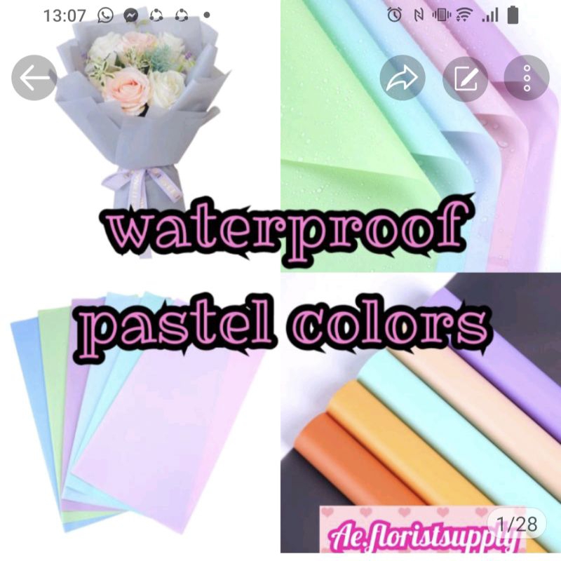 

kertas wrapping waterproof pastel 1lembar WAJIB SELONGSONG