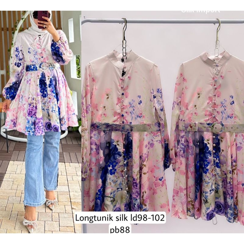 DRESS MOTIF BUNGA MIX BELT FASHION IMPORT TERBARU