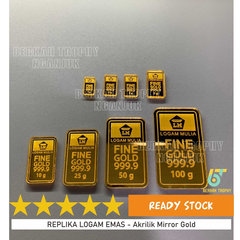 Replika Logam Mulia Emas Batangan Akrilik Mirror Gold untuk mahar / replika emas / logam mulia repli
