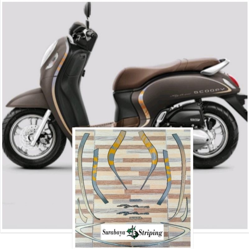 striping sticker Honda Scoopy stylish abu-abu tahun 2020 2021