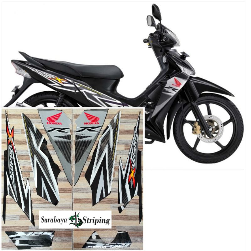 striping striker Honda Supra X 125 R abu abu hitam tahun 2012
