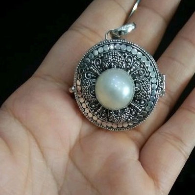Liontin Pendant Perak Silver Bali Asli 925 box buka tutup jumbo besar mutiara pearl Pria Laki Wanita