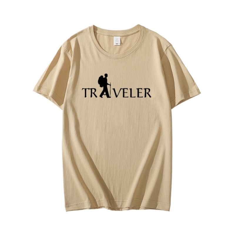 Baju Oblong Pria Wanita Traveler Kaos Pria Lengan Pendek Pakaian Atasan Dewasa Unisex Tshirt Distro Cowok Cewek Cod