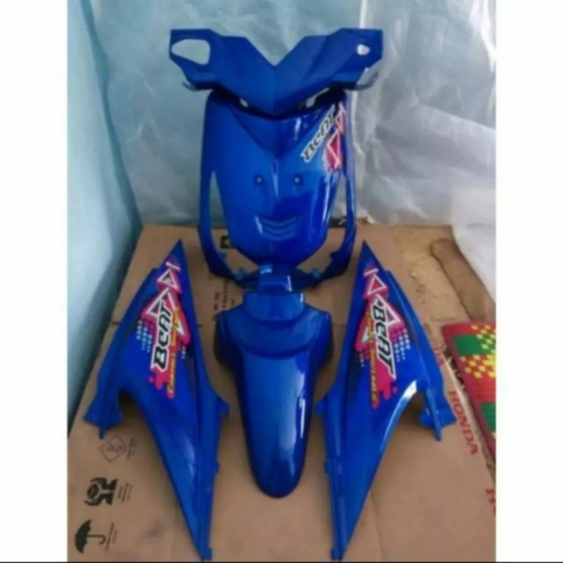 cover body halus full set honda beat karbu full biru honda beat