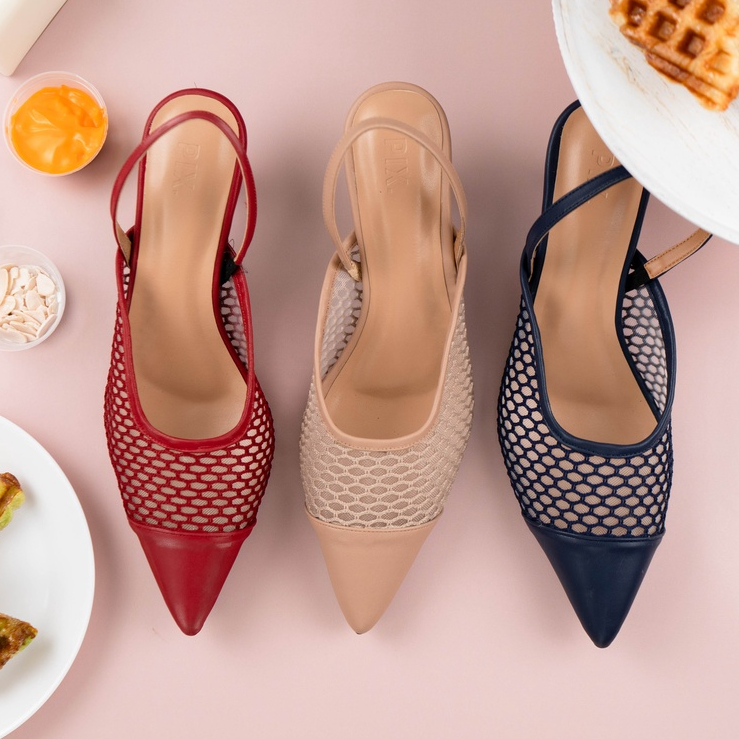 Pixfootwear x Dear Butter Croffle Mesh Kitten Heel - Sepatu Hak Wanita