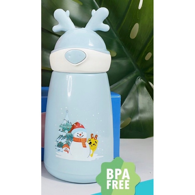 Botol kaca pita tanduk kelinci lovelly rabbit/ Botol tanduk rusa/ Botol anak BPA FREE dengan tali