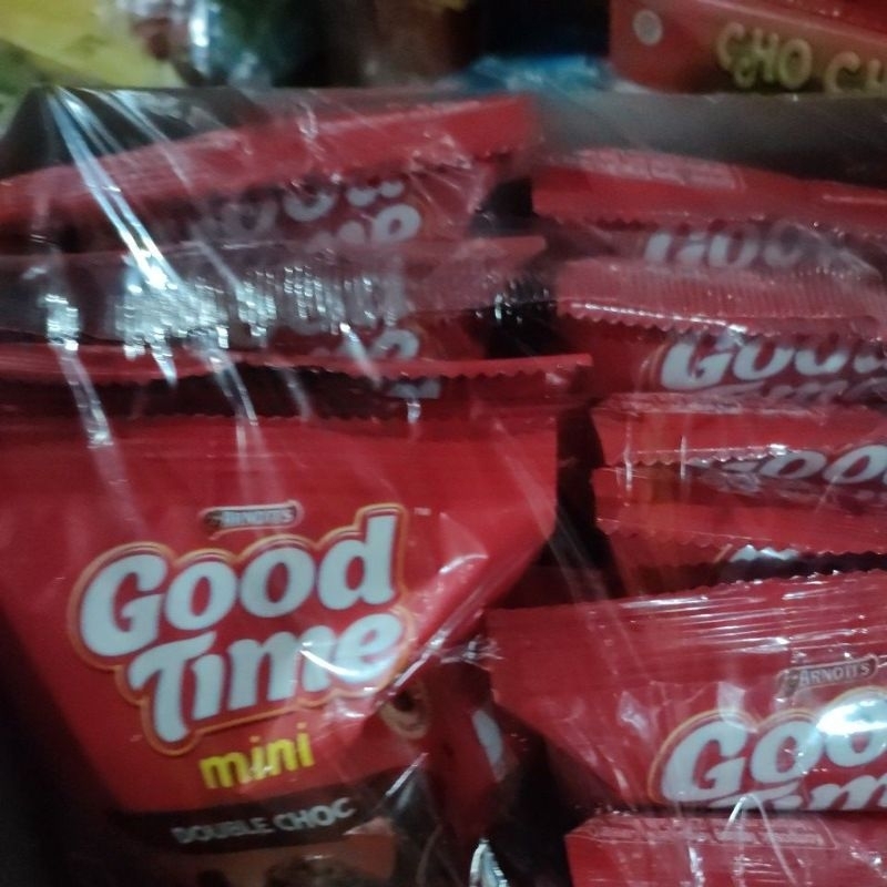 good time mini double choc kukis cokelat dengan coklat chips